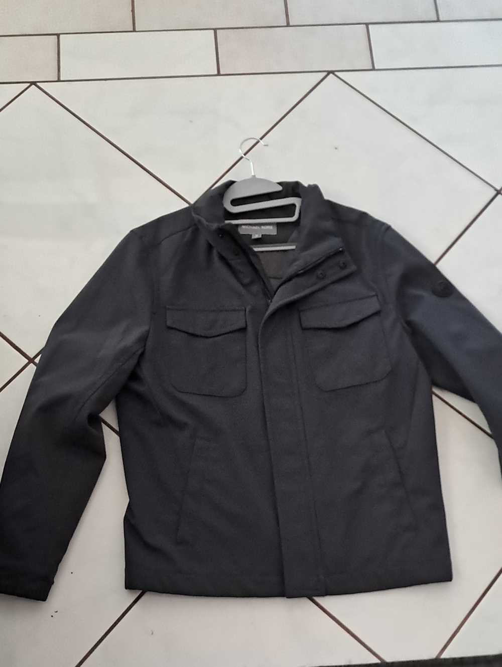 Michael Kors Men's Black Field Jacket with Chest Flap Pockets